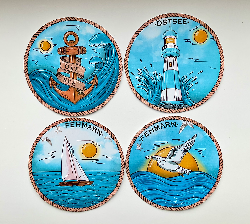 Miniaturbild: Fehmarn Ostsee Set von 4 Handgefertigte Vinyl-Aufkleber