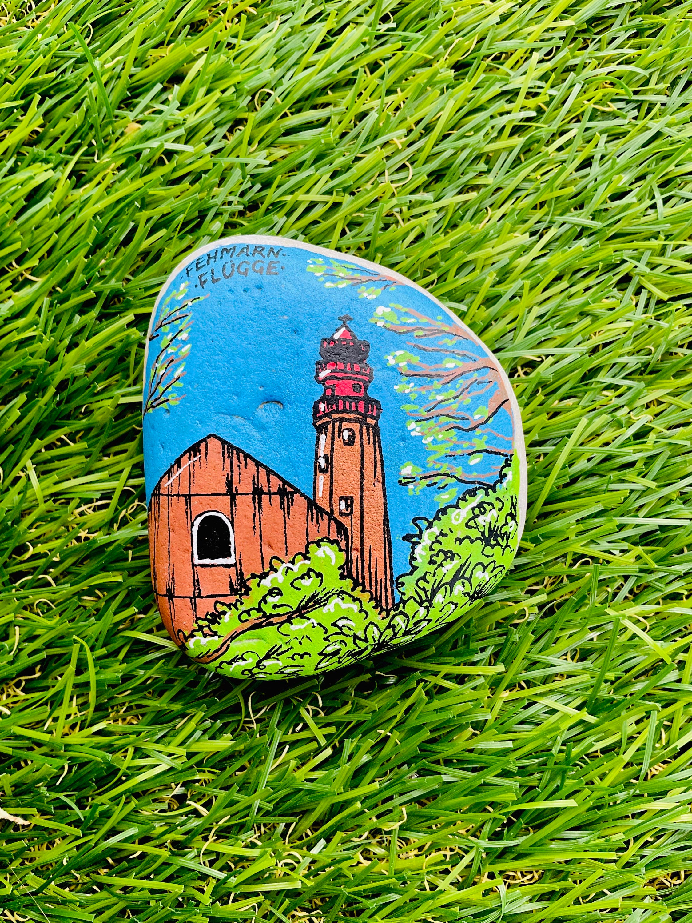 Leuchtturm Flügge | Fehmarn Stone | Handgemalter Stein