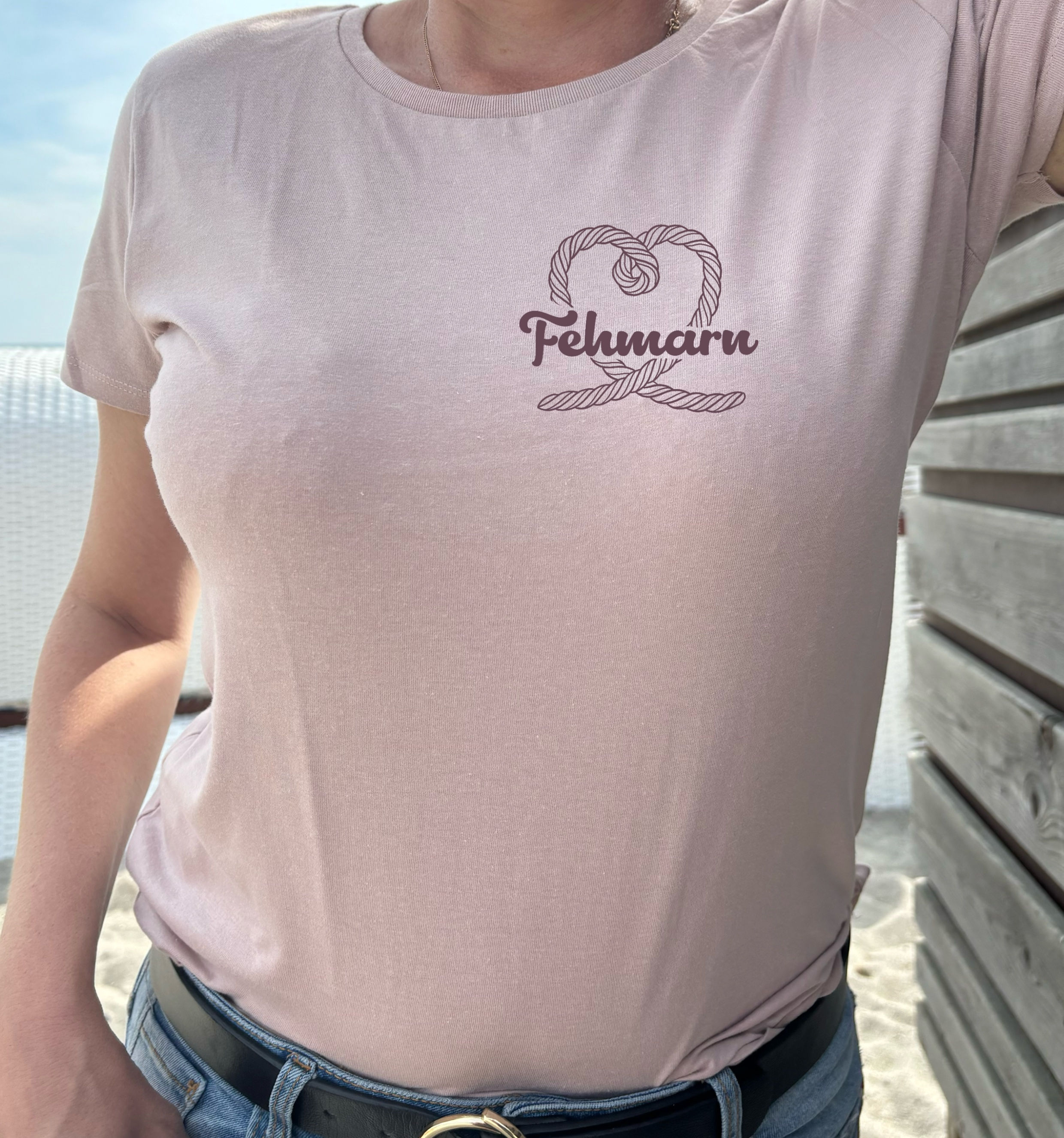 Damen T-Shirt Fehmarn Liebe in Dusty Rose