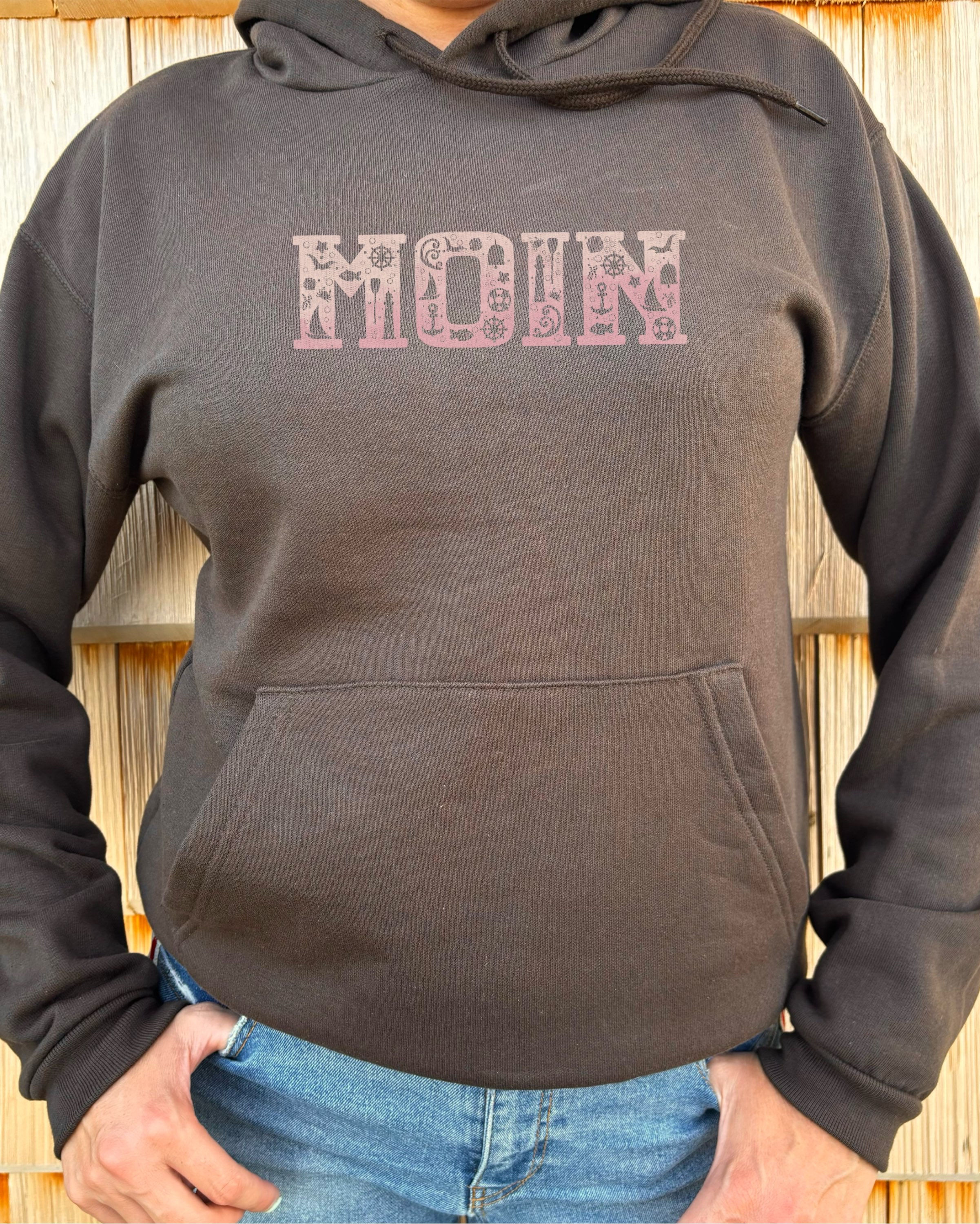 Hoodie / Kapuzenpullover mit Fleece Moin in Braun