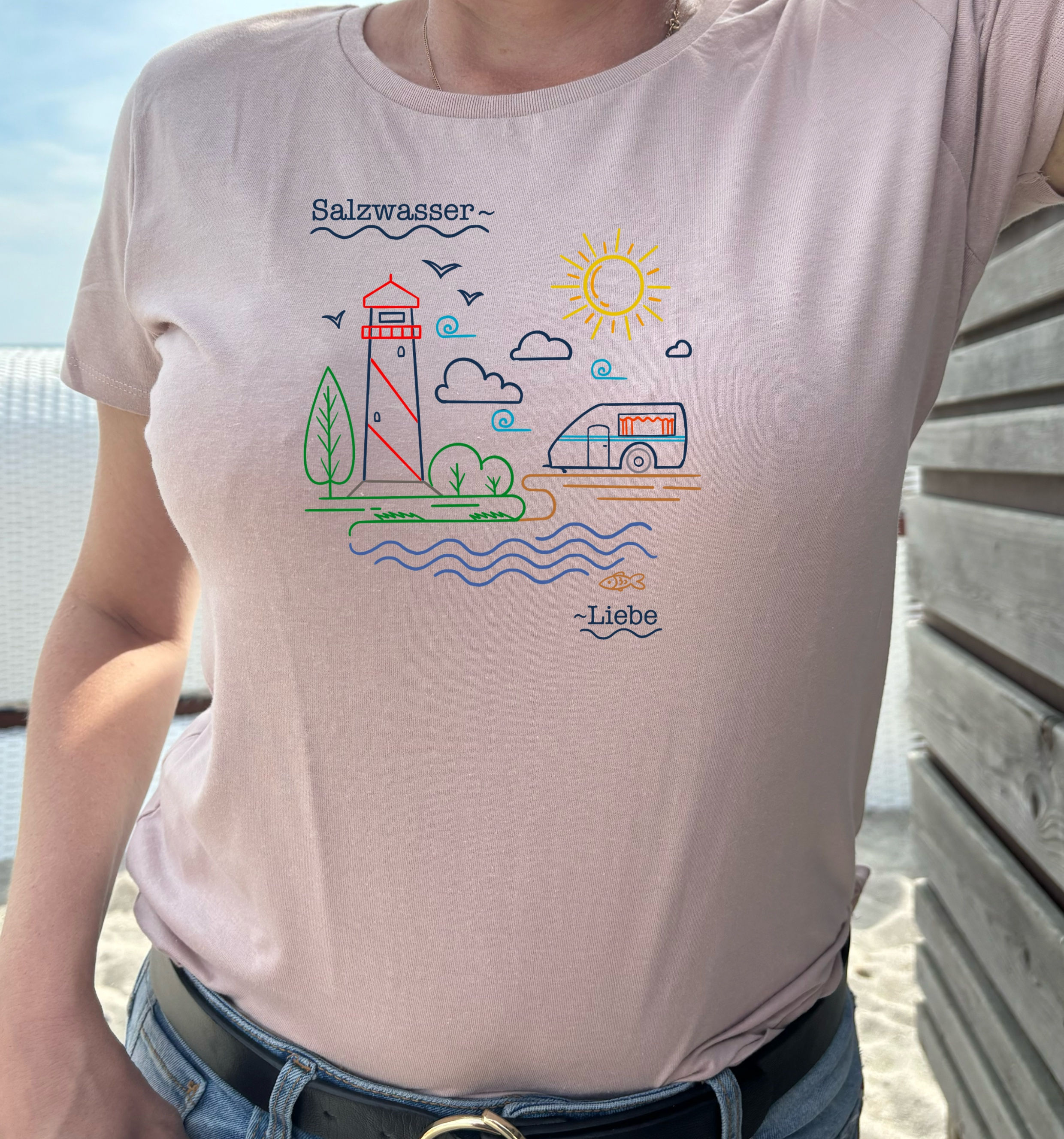 Damen T-Shirt Salzwasser in Dusty Rose