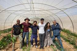 Group in greenhouse