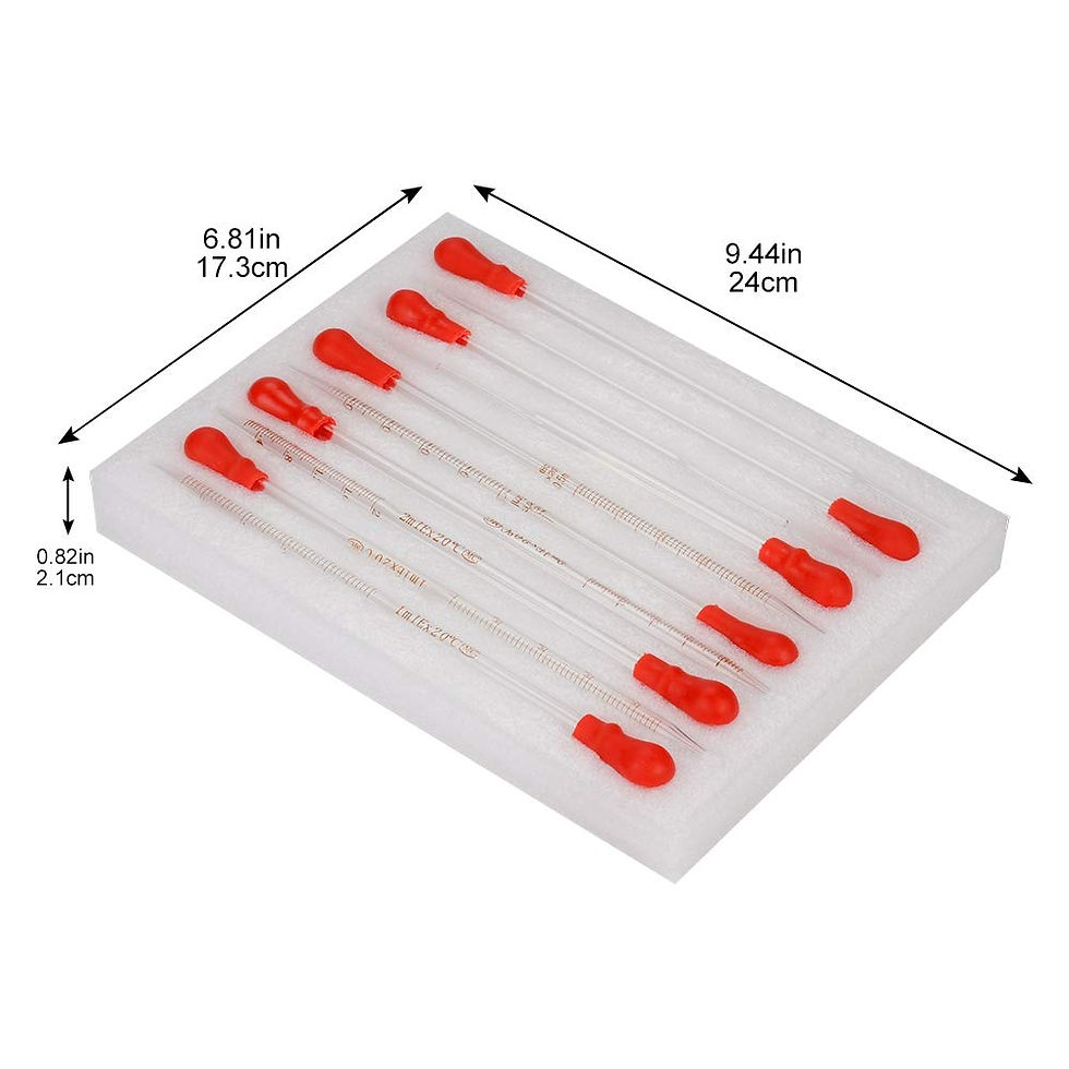 Thumbnail: 10-Pack Glass Dropper Pipettes (Graduated 0.5ml,1ml,2ml; Non-Graduated 1ml,3ml)