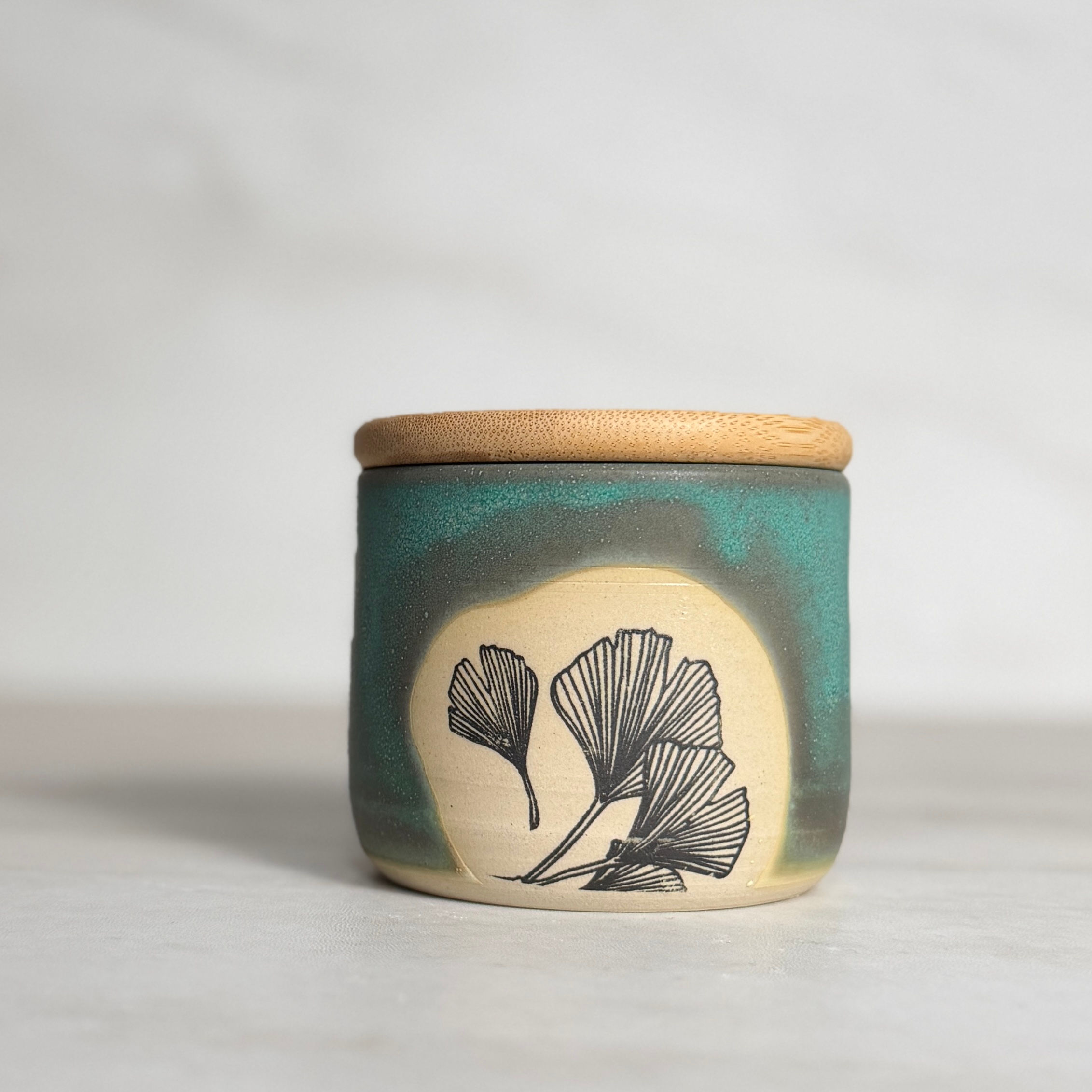 Ginko Leaf Pottery Jar