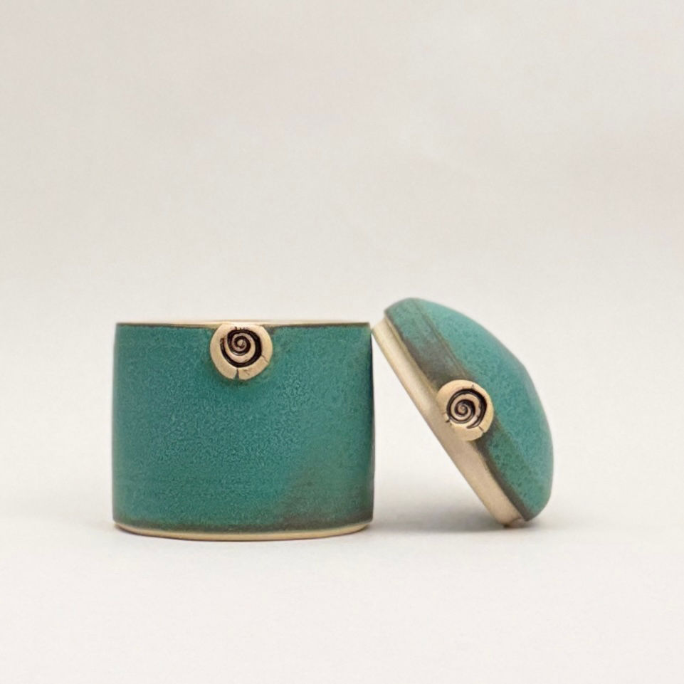 Thumbnail: Copper Green Spiral Button Jar