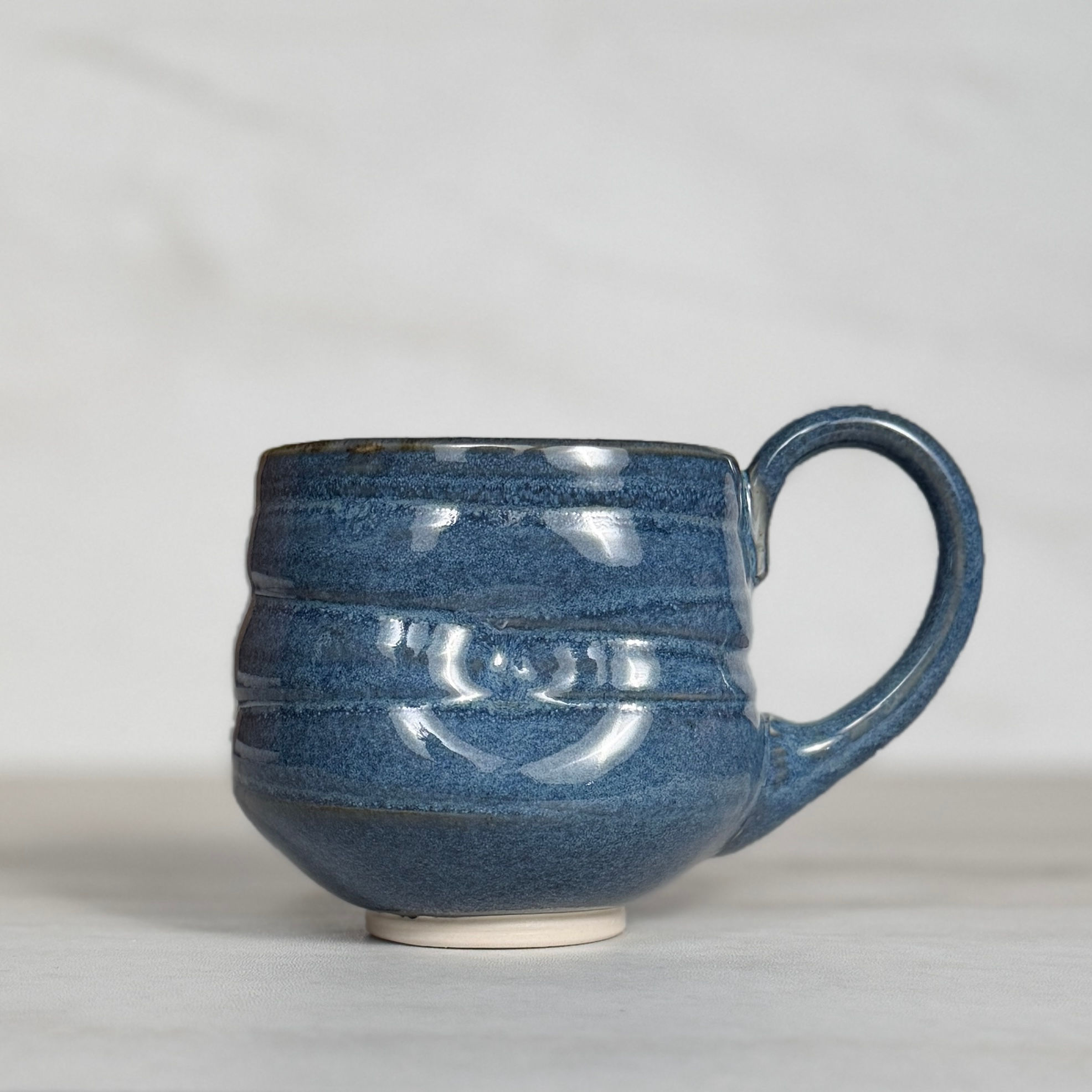 Curvy Blue Porcelain Mug