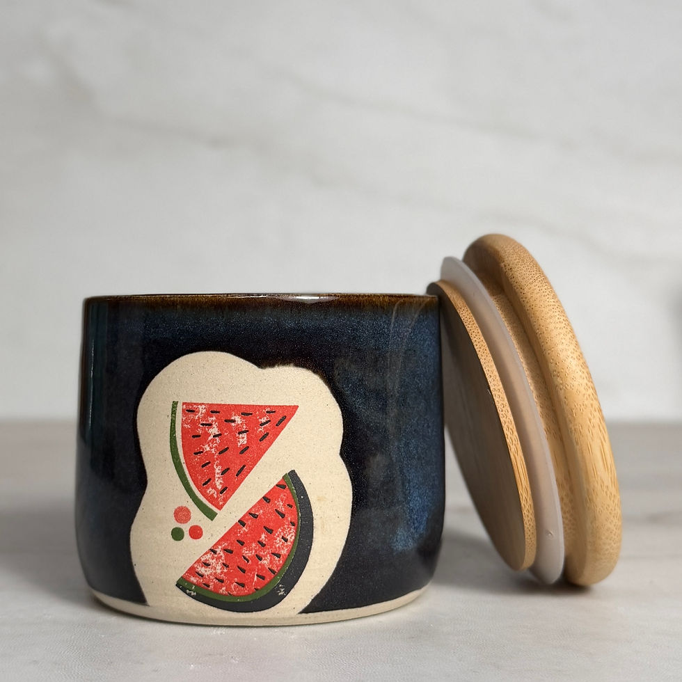 Thumbnail: Blue Pottery Jar with Watermelon Design