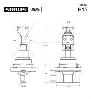 Miniature : KIT DE PHARE LED SIRIUS H15 12V 6500K AVEC VENTILATEUR