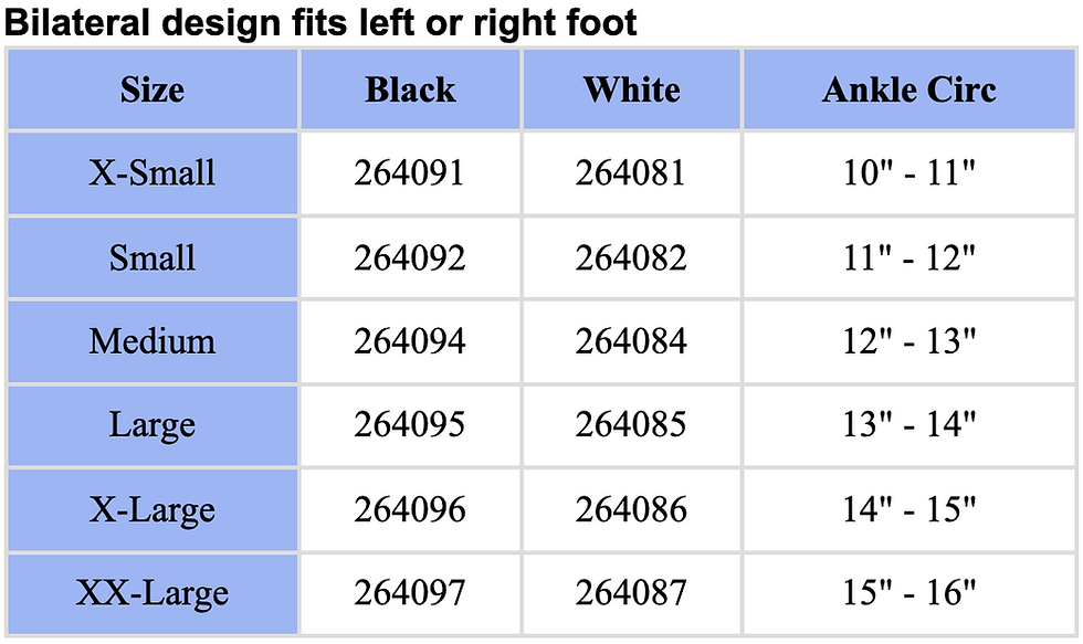 Thumbnail: ASO EVO size chart