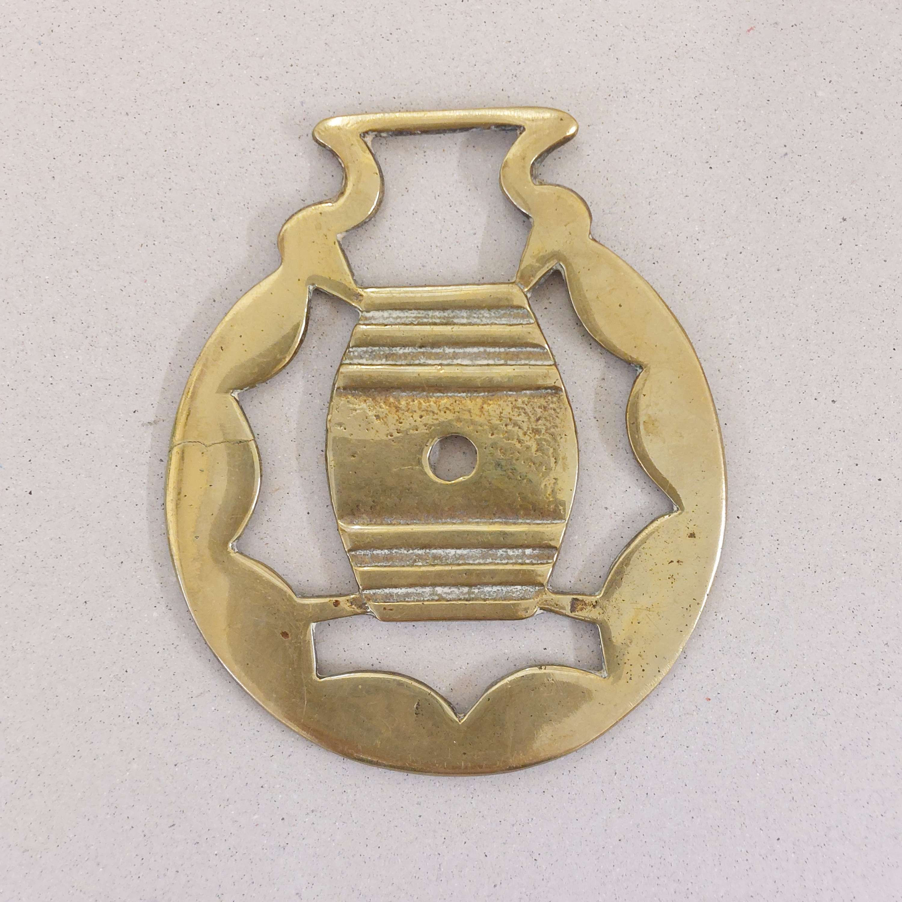Horse Brass, Barrel. Cast Brass. Shire Horse Amulet