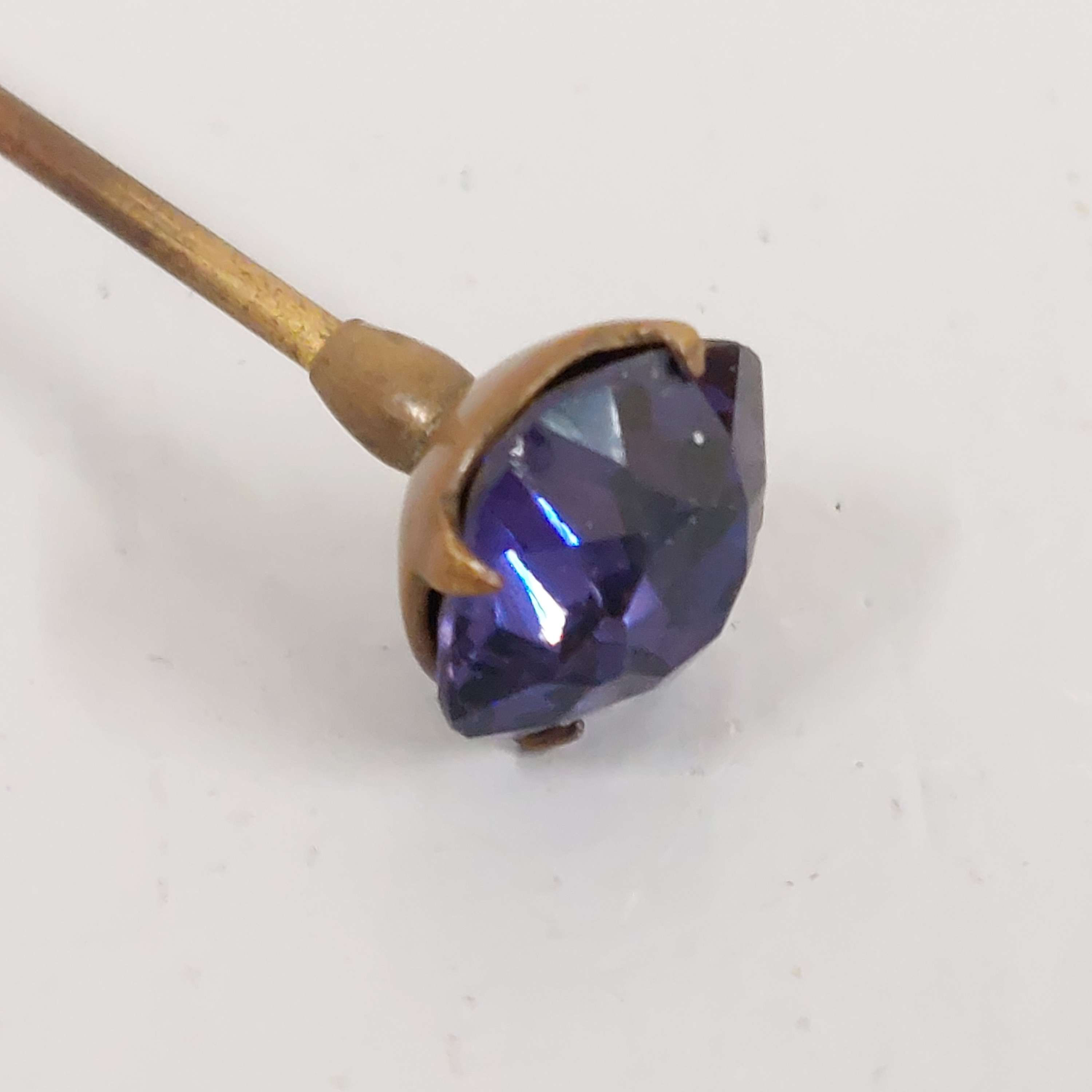 Victorian Edwardian Deep Purple Glass Hatpin.