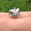Thumbnail: Silver Ring with Green Gemstone and Diamante. Pretty Ribbon Bow Shaped.
