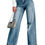 Thumbnail: Dusk Blue Multi Button Waist Wash Straight Leg Jeans