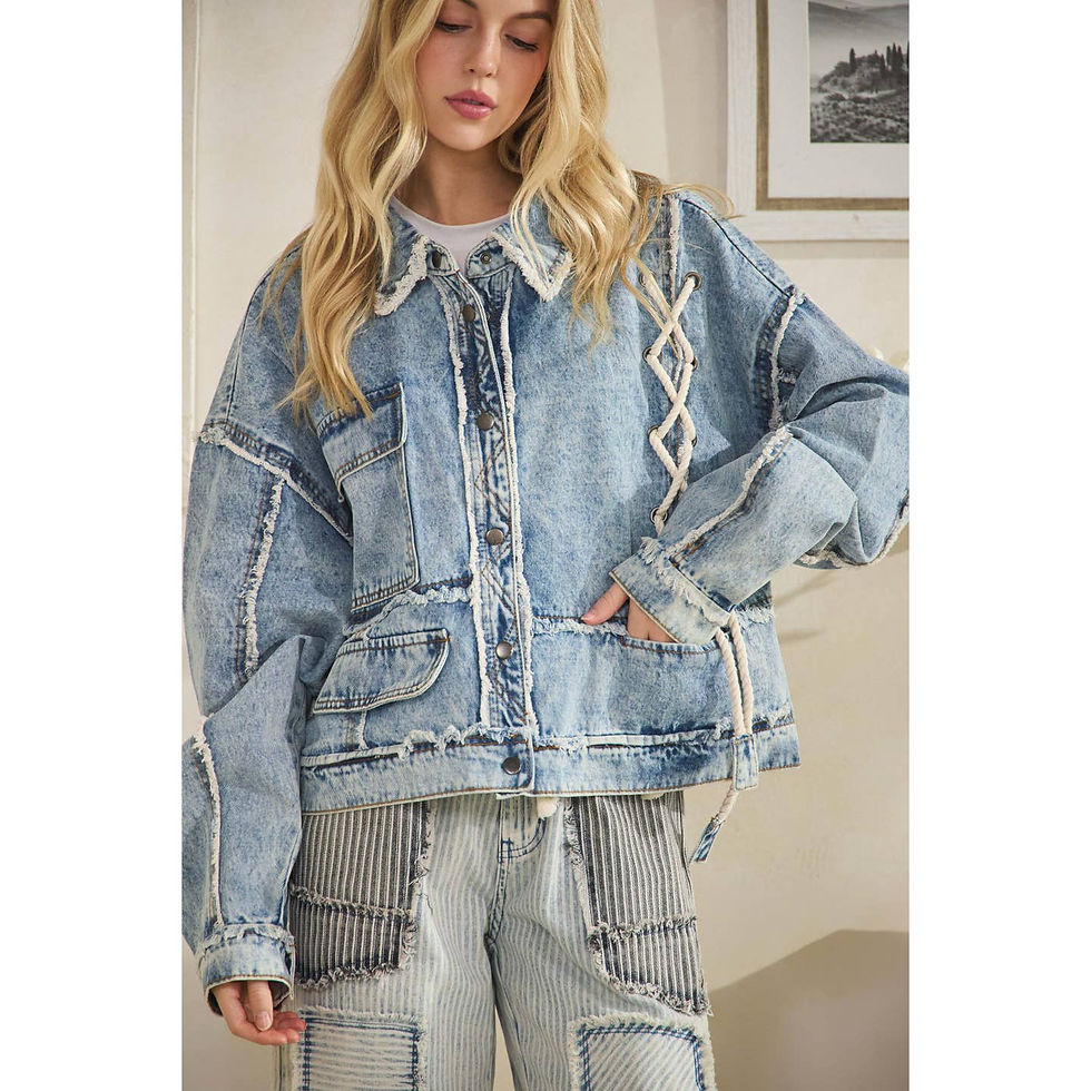 Thumbnail: Rope Detailed Patchwork Denim Jacket