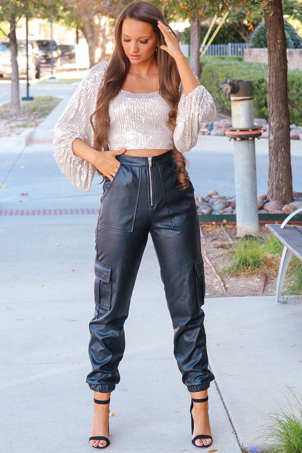 Cargo Faux Leather Joggers