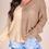 Thumbnail: Khaki Long Sleeve V-Neck Colorblock Sweater