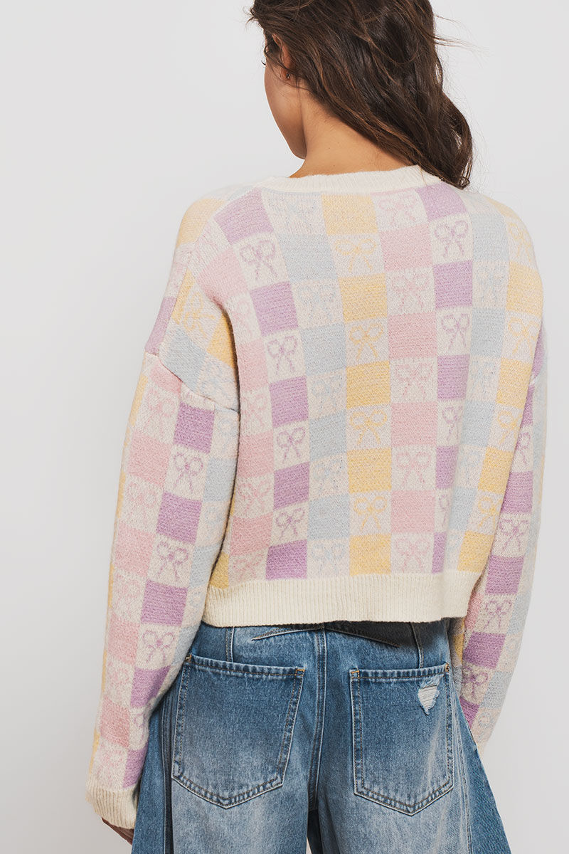 Thumbnail: Pastel Bow Check Sweater