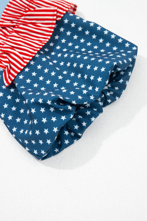 Thumbnail: Beau Blue Stars Stripes Short Puff Sleeve Top