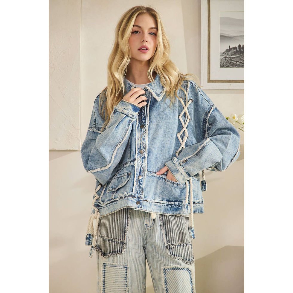 Thumbnail: Rope Detailed Patchwork Denim Jacket