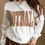 Thumbnail: White FOOTBALL 3D Letter Graphic Crew Neck Sweatshirt