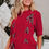 Thumbnail: Fiery Red Plaid Lace up Detail Christmas Holiday Puff Short Sleeve Sweater