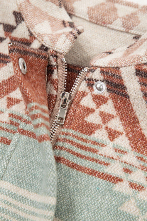Thumbnail: Light French Beige Aztec Quilted Patchwork Western Fashion Jacket