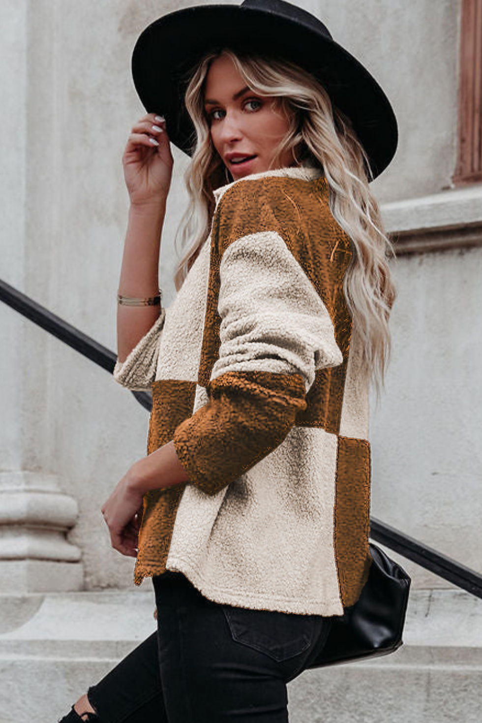 Thumbnail: Khaki Colorblock Sherpa Jacket