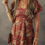 Thumbnail: Red Floral Puff Sleeve Square Neck Knot Open Back Mini Dress