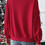 Thumbnail: Fiery Red Contrast Bow Decor Dropped Sleeve Crewneck Sweatshirt