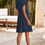Thumbnail: Navy Blue Double Drawstring Detail High Waist V Neck Short Sleeve Mini Dress