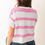Thumbnail: Pink Stripe Shirt Sleeve Sweater Top