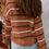 Thumbnail: Brown Stripe Striped Ribbed Edge Drop Shoulder Sweater