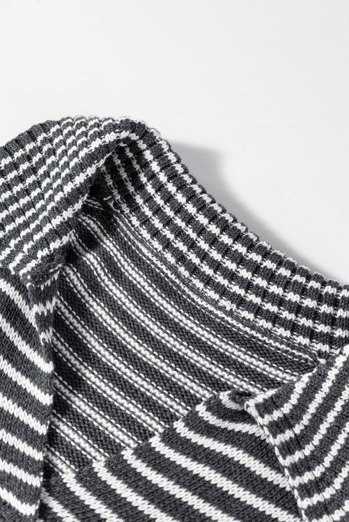 Thumbnail: Gray Stripe Collared V Neck Sweater Vest with Pockets