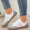 Thumbnail: Pink Color Block Leather Patchwork Lace Up Flat Shoes