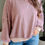 Thumbnail: Pink Stripe Exposed Stitching Patchwork Casual Long Sleeve Top