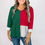 Thumbnail: Evergreen Color Block Knit V Neck Loose Sweater