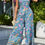 Thumbnail: Blue Boho Floral One Shoulder Jumpsuit 