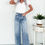 Thumbnail: Dusk Blue Central Seamed Wide Leg High Waist Jeans
