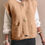 Thumbnail: Light French Beige Big Button Accent Fuzzy Pocket Vest