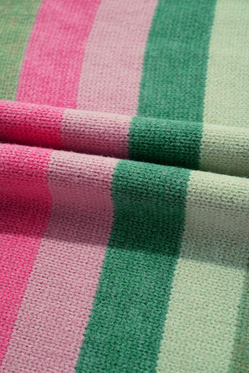 Thumbnail: Green Color Block Ribbed Edge Round Neck Sweater