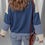 Thumbnail: Dark Blue Contrast Knitted Colorblock Star Patchwork Oversize Long Sleeve Top