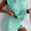 Thumbnail: Mint Green 2 Pieces Mineral Wash Cotton Tank Top Lined Split Skirt Set