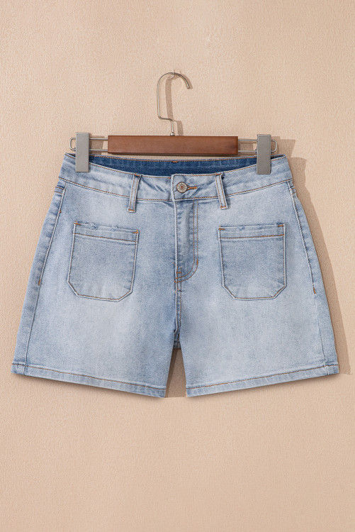 Thumbnail: Beau Blue Light Wash High Rise Denim Shorts