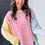 Thumbnail: Multicolour Color Block Striped Patchwork Dolman Sleeve Slit Sweater