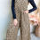 Thumbnail: Brown Leopard Bib Wide Leg Jumpsuit