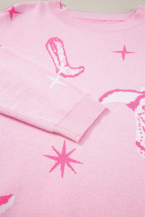 Thumbnail: Pink Western Cowboy Boot Sweater
