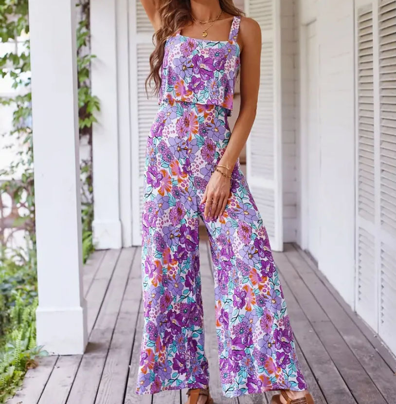 Purple Flower Jumpsuit