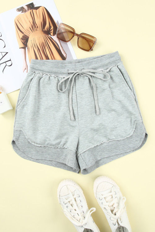 Thumbnail: Light Grey Exposed Seam Lounge Shorts