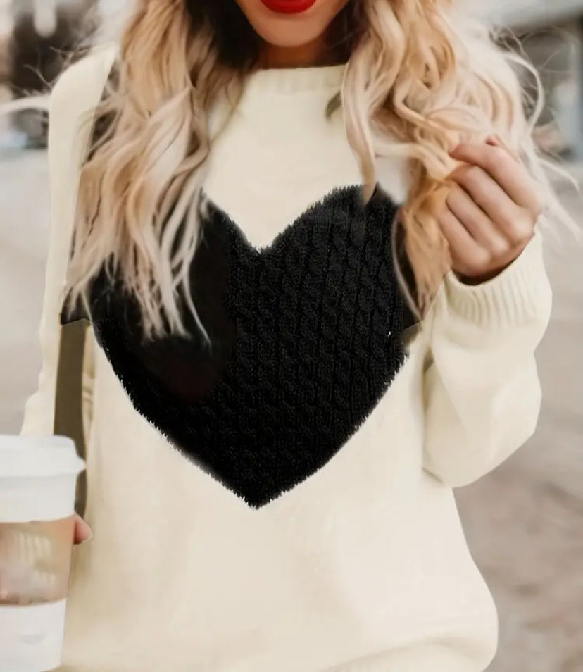 Cable Knit Heart Sweater