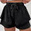 Thumbnail: Black Mineral Wash French Terry High Waist Casual Shorts